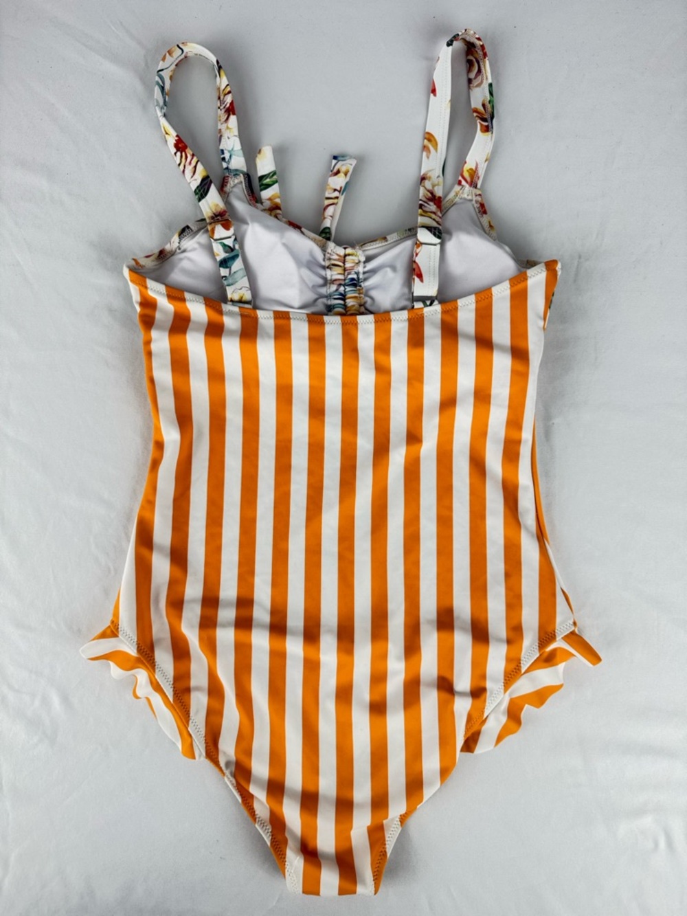 Cupshe Floral & Orange Stripe One-Piece Swimsuit - Picture 2 of 2